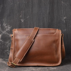 Vintage Leather Mens Coffee Courier Bag Shoulder Bag Messenger Bag for Men