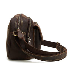 Cool Brown Leather Mens Small Messenger Bags Shoulder Bag Small CrossBody Bags For Men