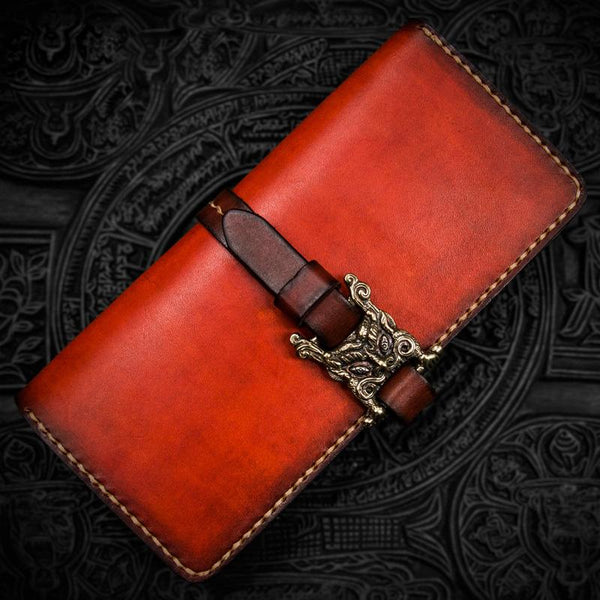 Handmade Leather Mens Cool Leather Long Wallet Long Wallets for Men