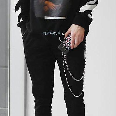 Stylish Men's Womens Double Beaded Stainless Steel Pants Chain Biker Wallet Chain For Men