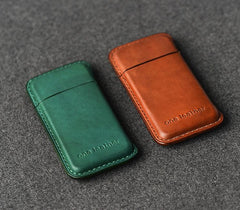 Handmade Green Leather Womens 5pcs Cigarette Holder Case Cool Custom Cigarette Case for Women