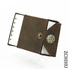 Cool Handmade Leather Mens Coffee Cigarette Holder Case for Men