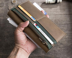 Handmade Leather Mens Clutch Wallet Cool Leather Wallet Long Phone Wallets for Men