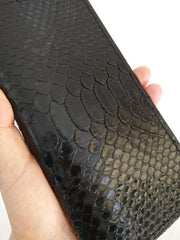 [On Sale] Handmade Vintage Mens Snake Skin Long Wallet Bifold Long Wallet for Men