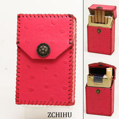 Cool Handmade Leather Womens Pink Cigarette Holder Case for Women