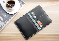 Handmade Leather Mens Travel Wallet Passport Leather Wallet Short Slim Wallets for Men