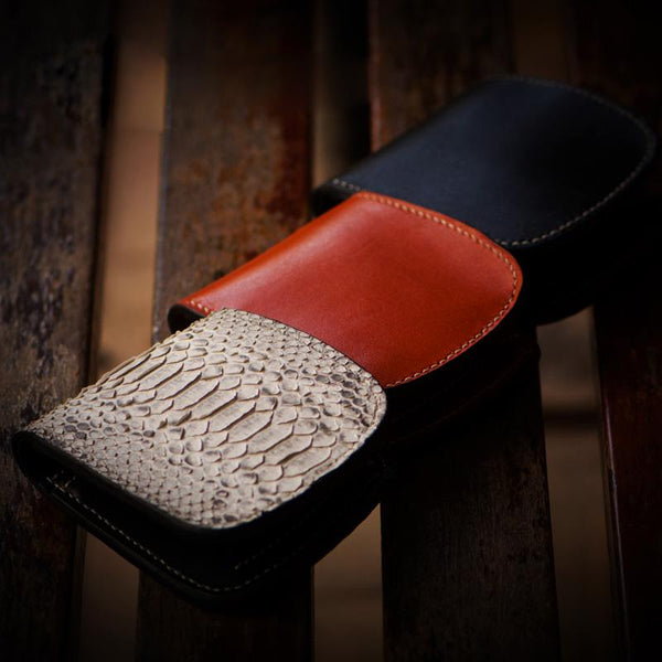 Handmade Leather Bifold Mens billfold Wallet Cool Small Wallet Biker Wallet for Men