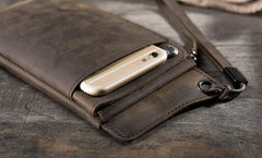 Handmade Leather Mens Cool Long Chain Wallet Phone Biker Trucker Wristlet Wallet