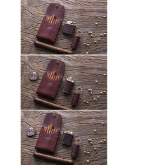Handmade Wooden Beige Leather Mens 7pcs Cigarette Case Cool Custom Cigarette Holder for Men