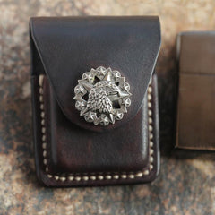 Cool Mens Leather Eagle Zippo Lighter Case with Loop Zippo lighter Holder with clips