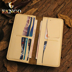 Handmade Leather Mens Cool Travel Long Wallet Card Holder Card Slim Clutch Wallets for Men