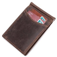 Handmade Leather Money Clip Mens Cool Short Wallet Card Holder Small Card Slim Wallets for Men