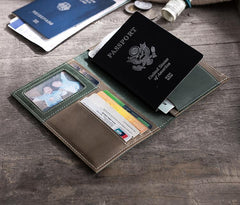 Handmade Leather Mens Travel Wallet Passport Leather Wallet Short Long Wallets for Men