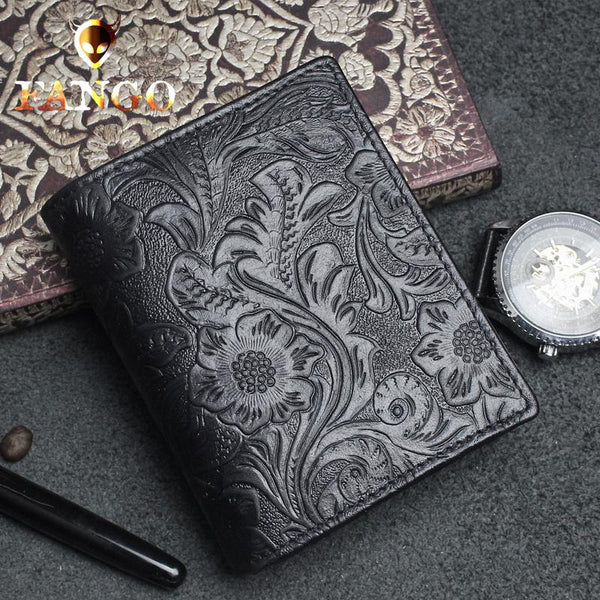 Handmade Leather Floral Mens Cool Slim Leather Wallet Men billfold Wal ...