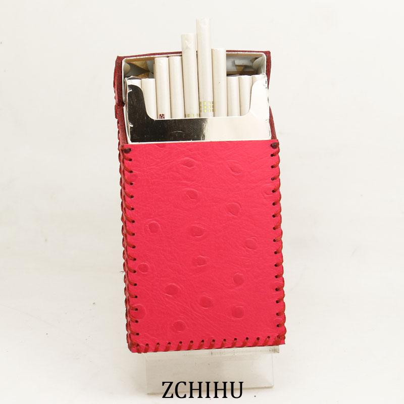 Cute Handmade Leather Womens Pink Black Cigarette Holder Case for Women