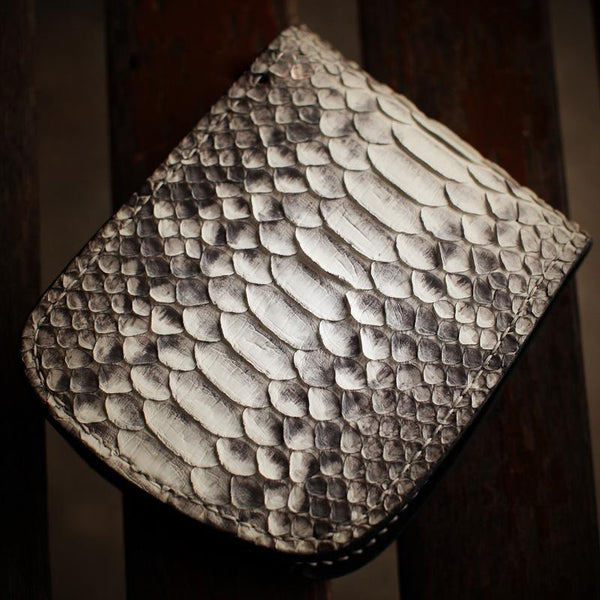 Handmade Leather Boa Skin Mens Small Wallet Cool billfold Wallet for Men