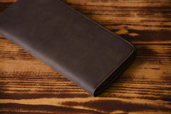 Handmade Leather Mens Cool Long Leather Wallet Zipper Clutch Wallet for Men - iChainWallets