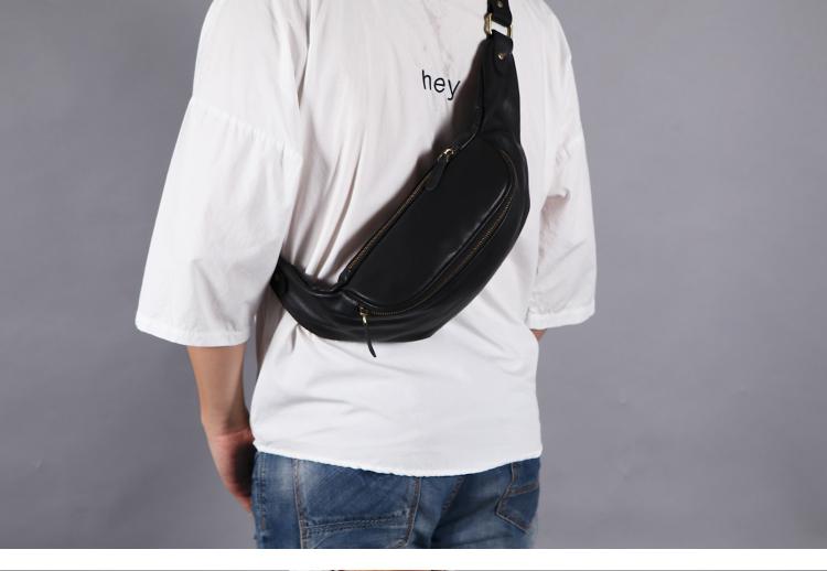 Leather Mens Fanny Pack Mens Waist Bag Black Hip Packs Belt Bag For Me –  iwalletsmen