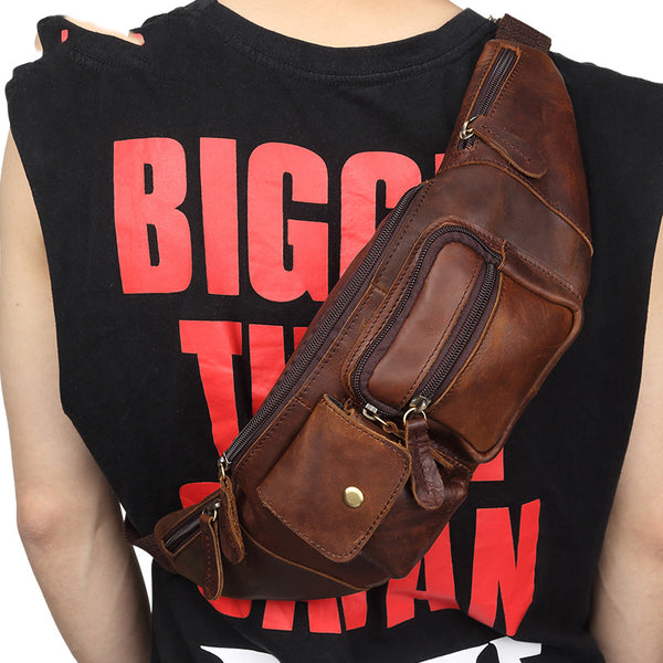 Cool Leather Mens Fanny Back Waist Bag Hip Bag Fanny Bag For Men