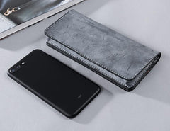 Handmade Leather Mens Clutch Wallet Cool Leather Wallet Long Phone Wallets for Men