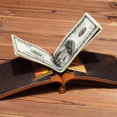 Slim Mens Leather Wallet billfold Wallet Slim Bifold Small Wallet with Money Clip For Men