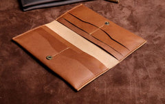 Handmade Leather Mens Cool Long Leather Wallet Clutch Wristlet Wallet for Men