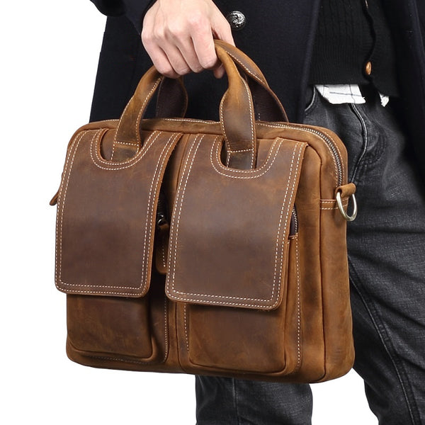 Genuine Leather Messenger Bag Briefcase Bag Cross Body Cool Chest Bag Travel Bag Hiking Bag For Men