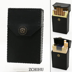 Handmade Leather Cigarette Holder Mens Black Cool Cigarette Holder Case for Men