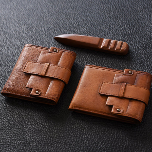 Handmade Mens Cool billfold Leather Wallet Men Small Slim Wallets Bifold for Men - iChainWallets