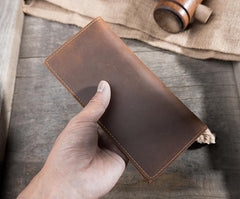 Handmade Leather Mens Clutch Wallet Cool Leather Wallet Long Phone Wallets for Men