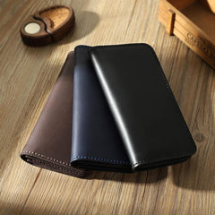 Coffee Leather Mens Bifold Long Wallets Personalized Handmade Coffee Travel Leather Wallet for Men