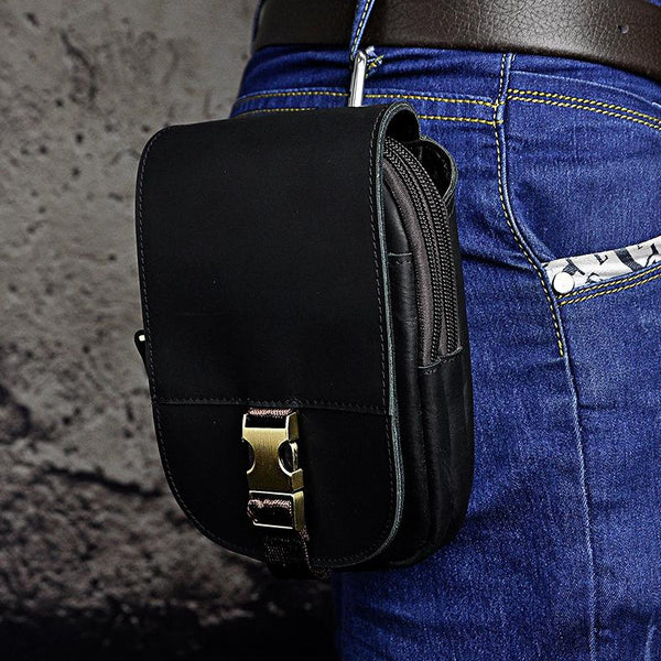 Handmade Leather Mens Small Cigarette Cases Waist Bag Hip Pack Belt Bag Fanny Pack Bumbag for Men