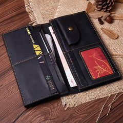 Handmade Leather Mens Clutch Wallet Cool Leather Wallet Long Phone Wallets for Men