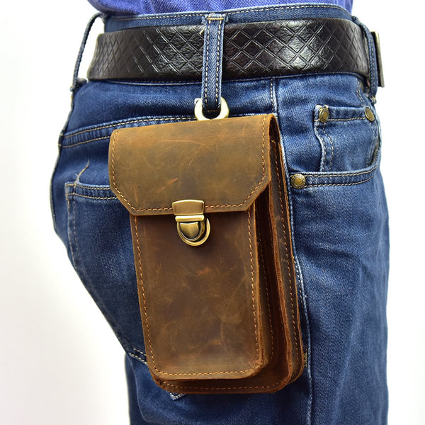 MEN LEATHER Belt Pouch WAIST BAG Cell Phone Holsters BELT BAG for Men