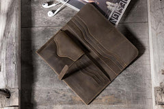 Handmade Leather Mens Clutch Wallet Cool Leather Wallet Long Phone Wallets for Men