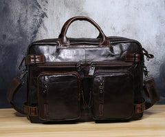 Genuine Leather Mens Cool Messenger Bag Briefcase Backpack Bag Travel Bag for Men