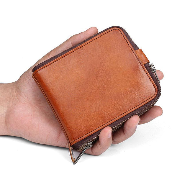 Handmade Mens Cool billfold Leather Wallet Men Small Wallets Bifold for Men - iChainWallets