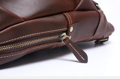 Handmade Leather Mens Cool Chest Bag Sling Bag Crossbody Bag Travel Bag Hiking Bag for men