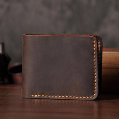 Handmade Leather Mens Cool Slim Leather Wallet Men Small Wallets Bifold for Men - iChainWallets