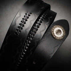 Handmade Genuine Leather Mens Belt Cool Leather Men Black Belts for Men