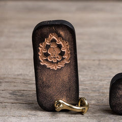 Handmade Leather Mens World of Warcraft Cool Keychain KeyCharm Keyring Pendant for Men