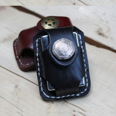 Cool Mens Leather Zippo Lighter Pouches with Loop Biker Zippo lighter cases with Clip