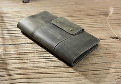 Handmade Leather Mens Travel Wallet Passport Leather Wallet Long Phone Wallets for Men