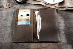 Handmade Leather Mens Clutch Wallet Cool Leather Wallet Long Phone Wallets for Men