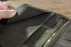 Handmade Leather Mens Travel Wallet Passport Leather Wallet Long Phone Wallets for Men