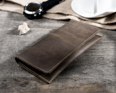 Handmade Leather Mens Clutch Wallet Cool Leather Wallet Long Phone Wallets for Men