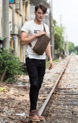 Leather Mens Cool Sling Bag Crossbody Bag Chest Bag for men