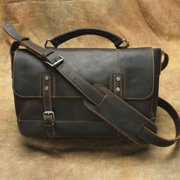 Black Cool Leather Messenger Bag Handbag Shoulder Bag For Men