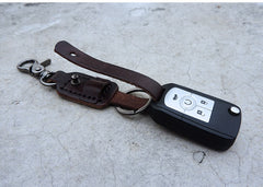 Handmade Biker Trucker MINIMALIST Keychain Motorcycle Cool Key Ring Keychain Fob Leather Car Keychain