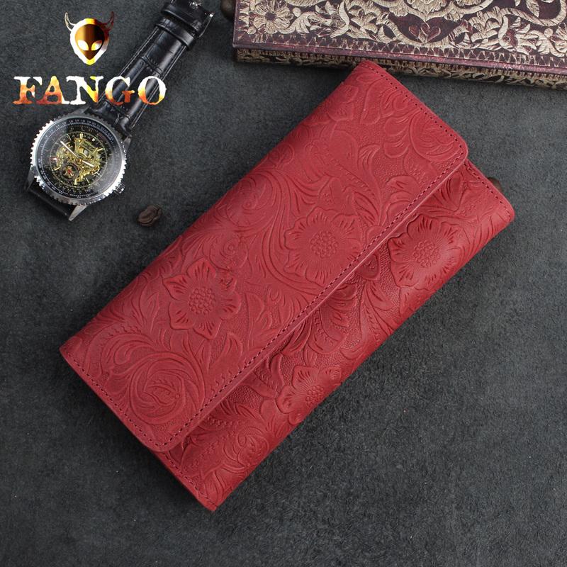 Handmade Leather Floral Mens Cool Travel Long Wallet Card Holder Card Trifold Clutch Wallets for Men